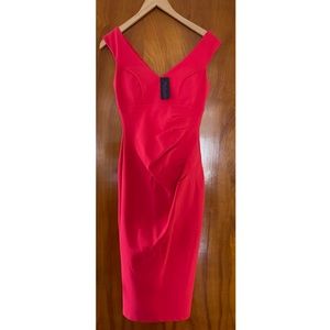 Bright Red/ coral Fitted midi dress